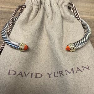 David Yurman Garnet and 14k gold Cable bracelet
